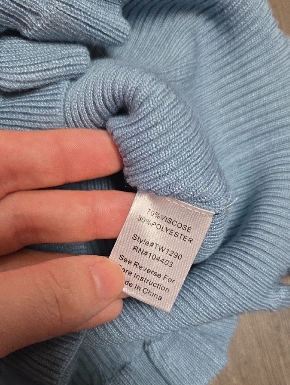 Light Blue Ribbed Fleece Tank with Ruffle Hem - Picture 5 of 5